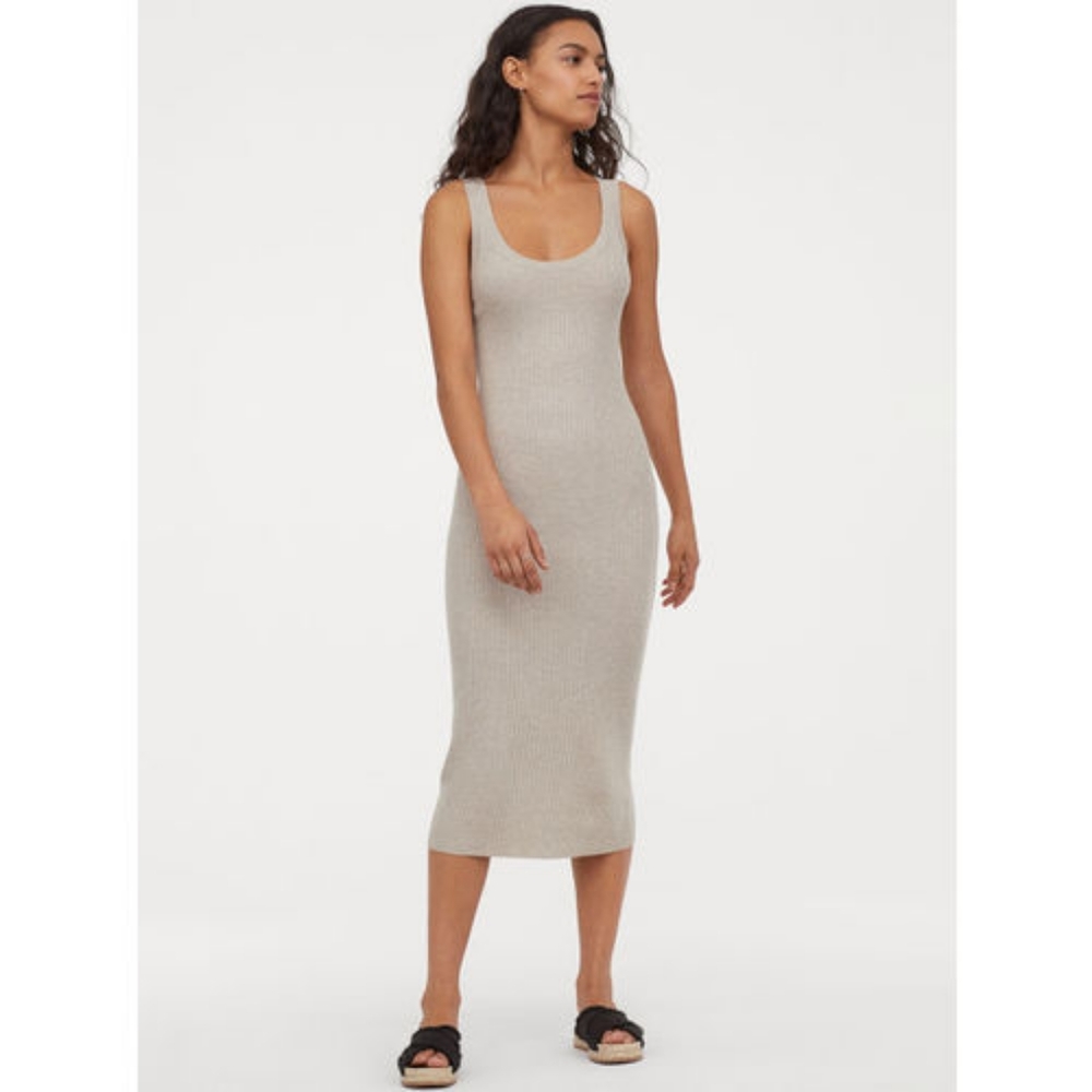 H&M Ribbed Fitted Midi Dress